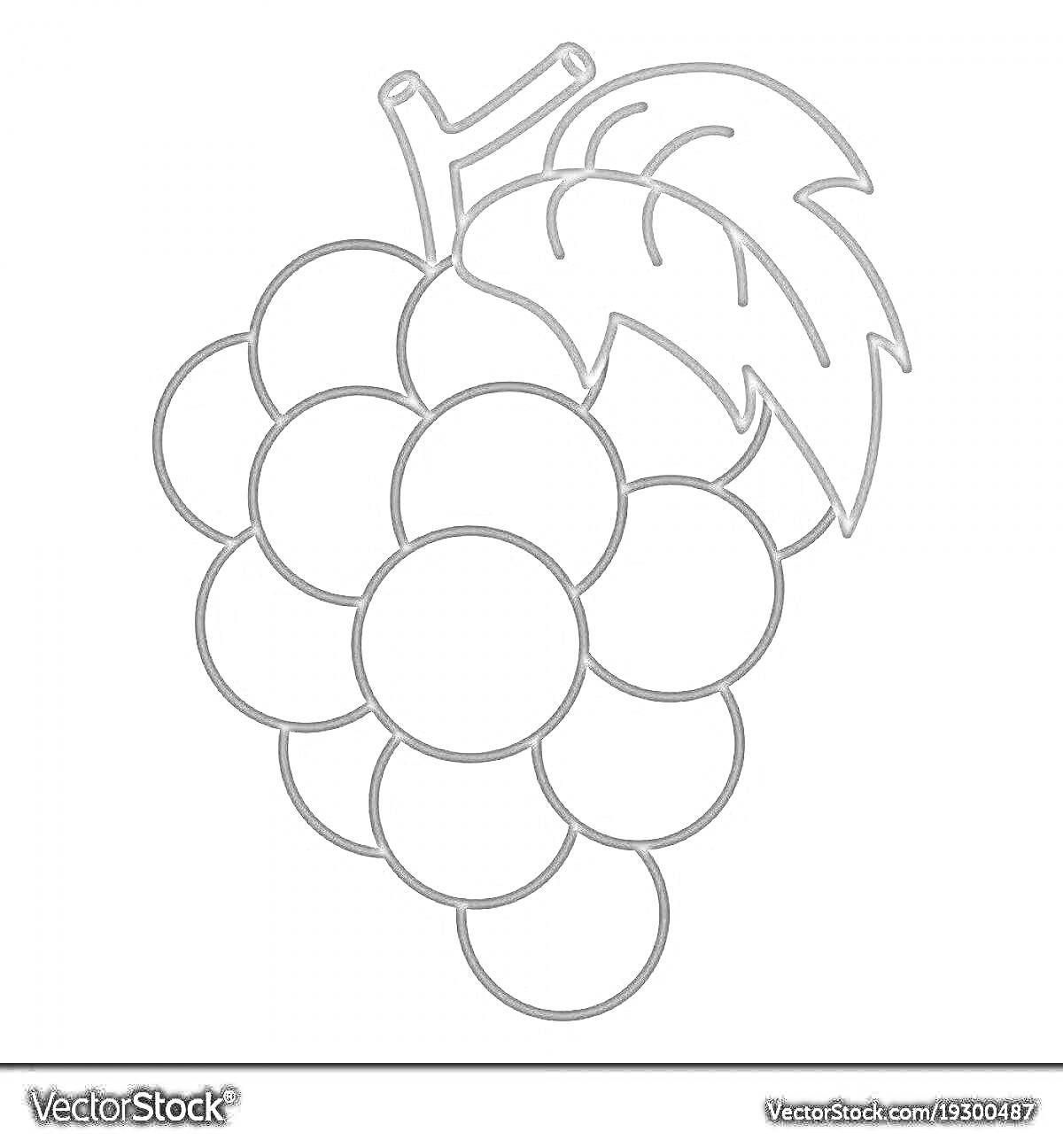 На раскраске изображено: Виноград, Гроздь, Фрукты, Для детей