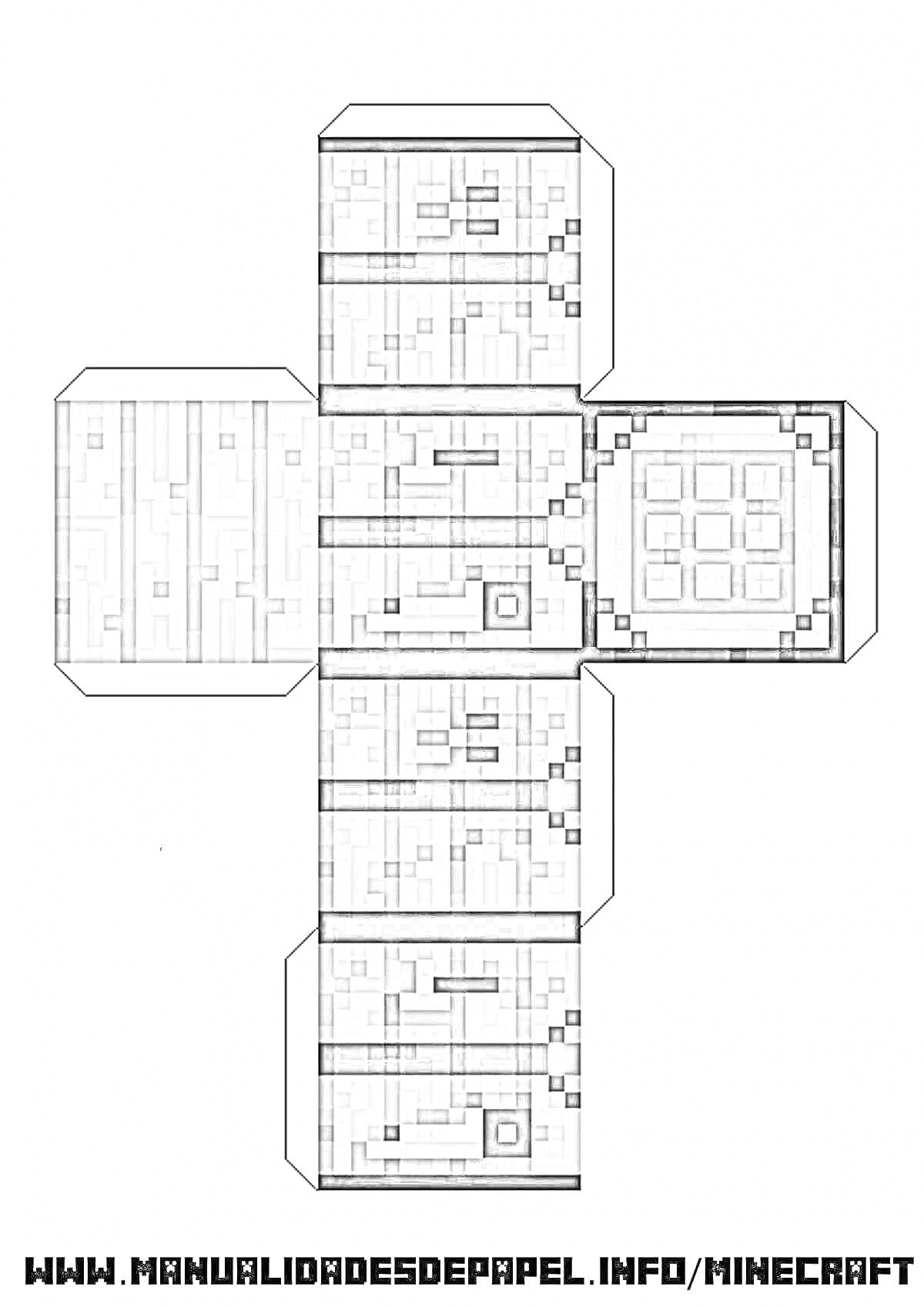 На раскраске изображено: Minecraft, Верстак, Пиксельная графика, Бумажная модель, Развертка, Крафтинг, Блоки, DIY