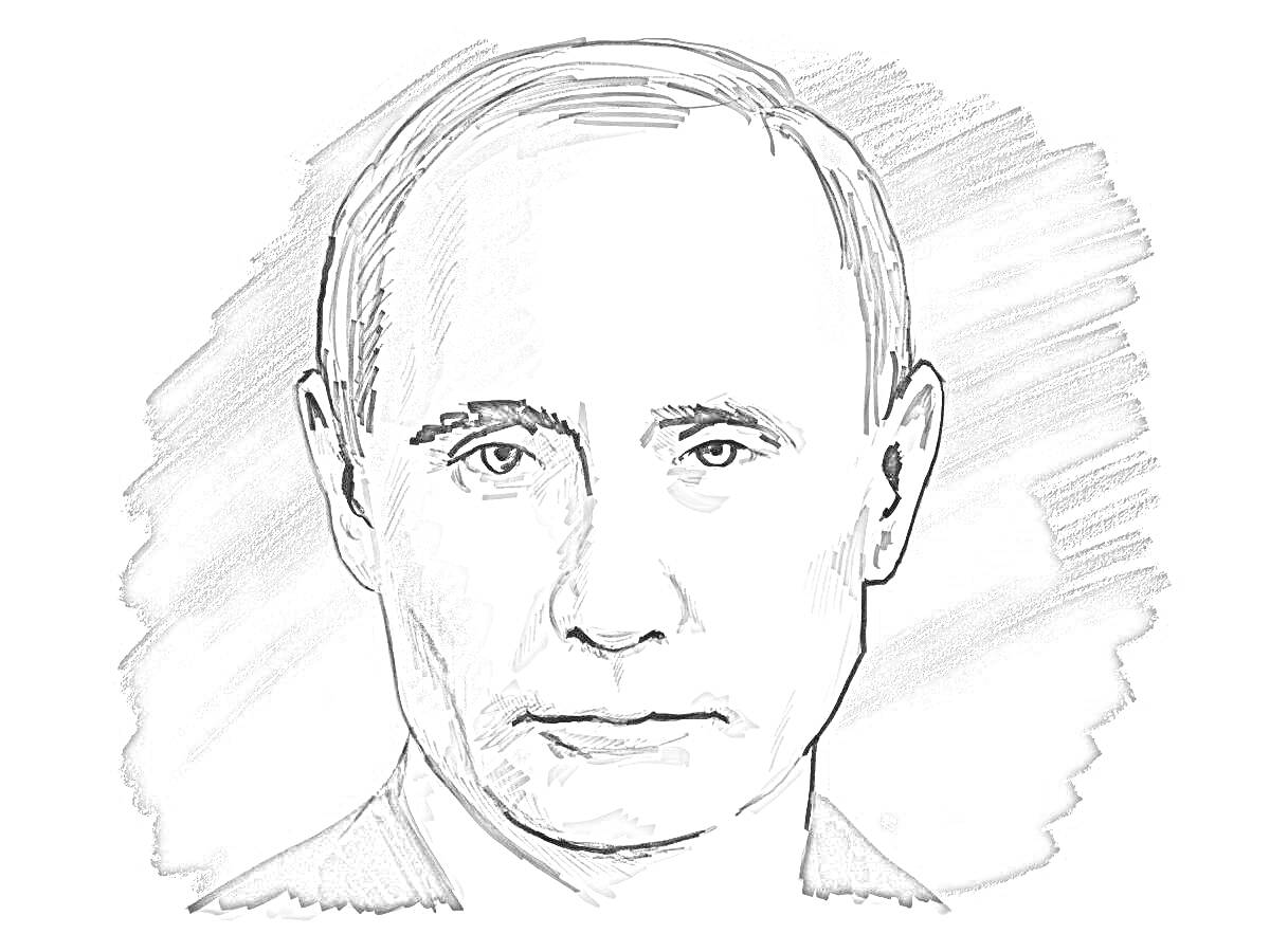 Раскраска Портрет мужчины с короткими волосами на сером фоне