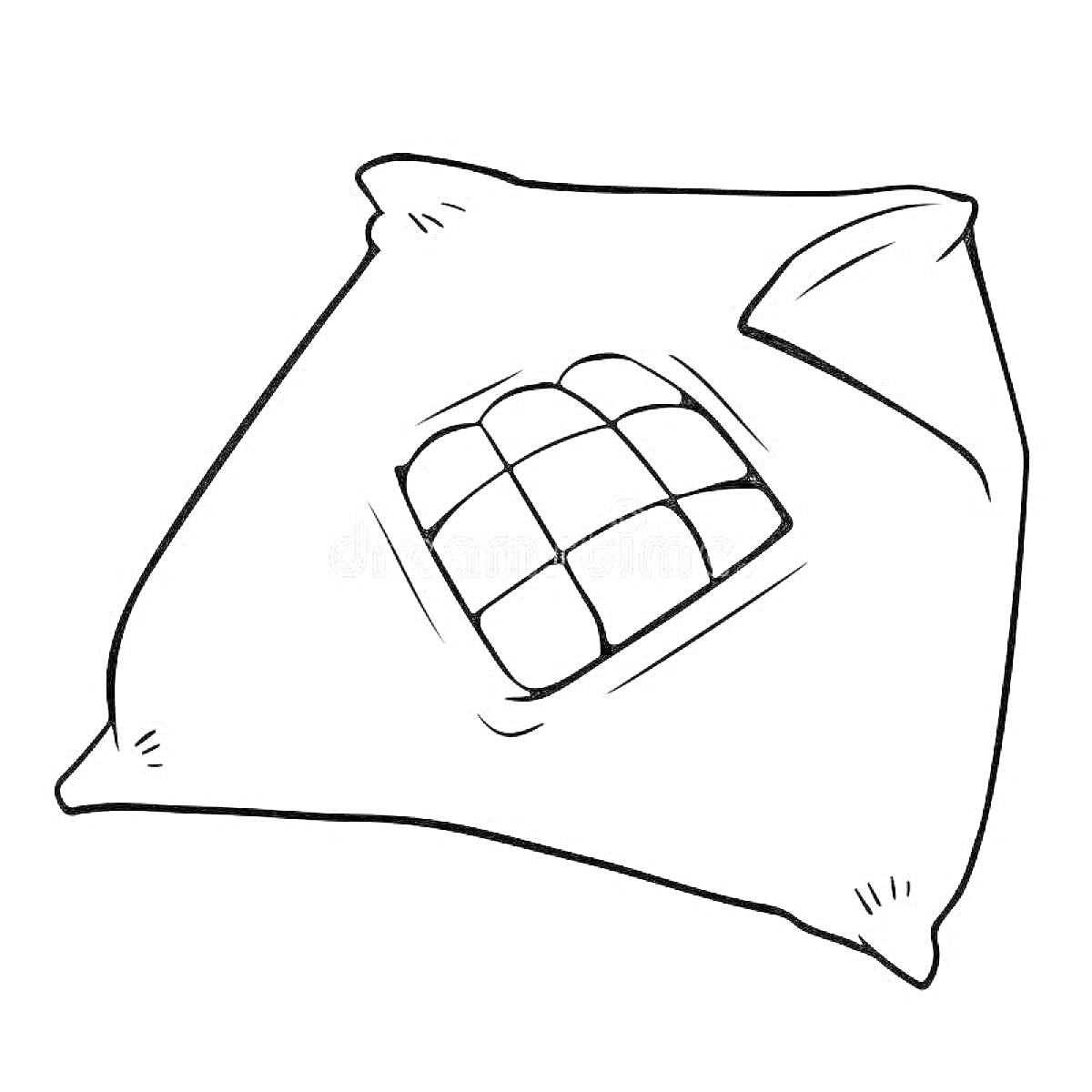 На раскраске изображено: Подушка, Одеяло