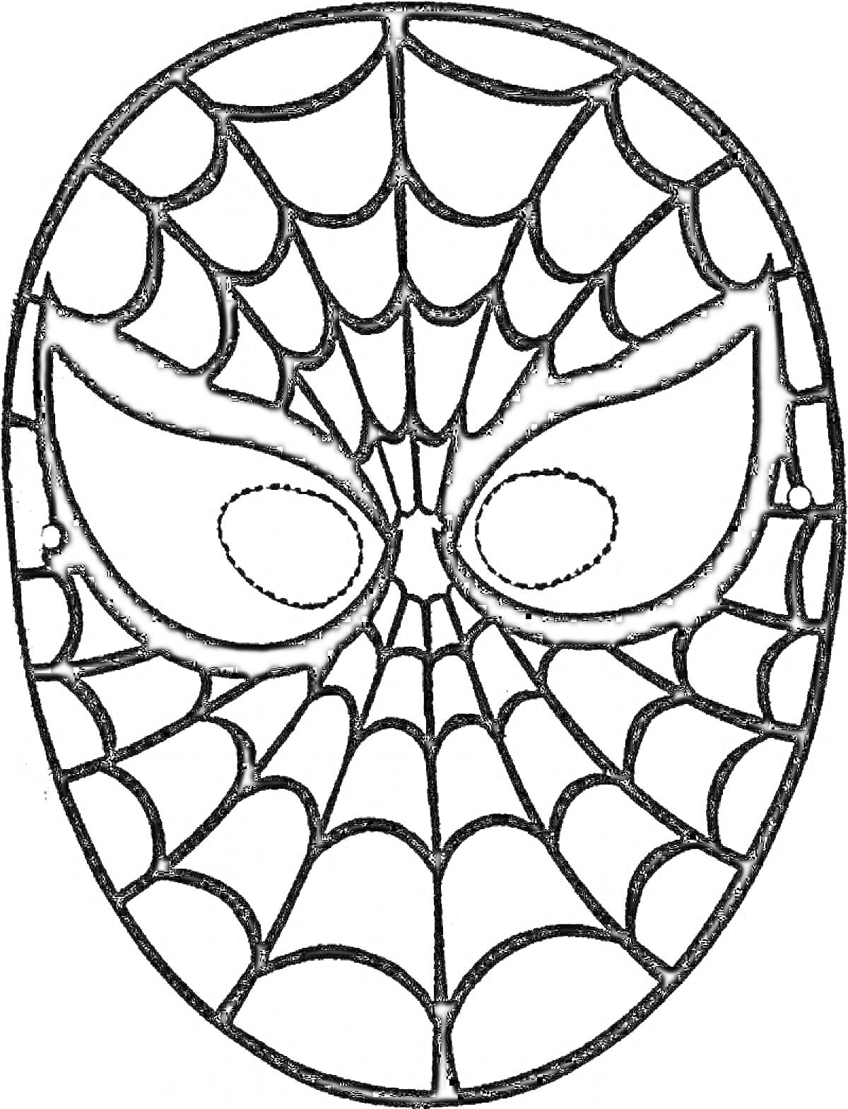 Раскраска Маска с паутиной и большими глазами