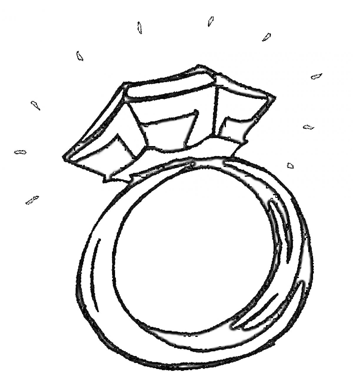 Раскраска Кольцо с бриллиантом, сияющее