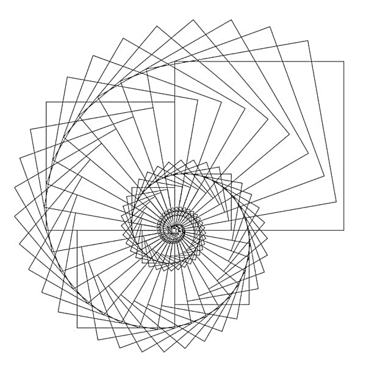 На раскраске изображено: Спираль, Квадраты, Геометрия, Абстракция