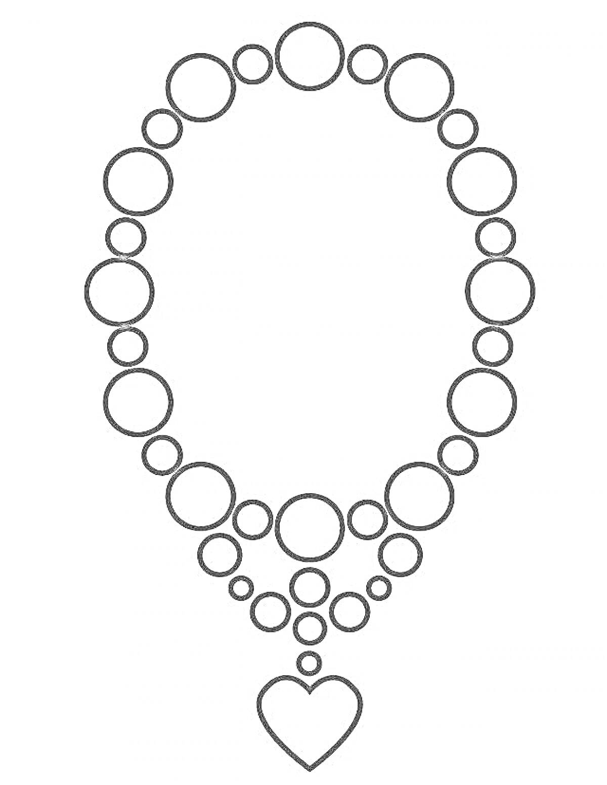 На раскраске изображено: Ожерелье, Круги, Бусины