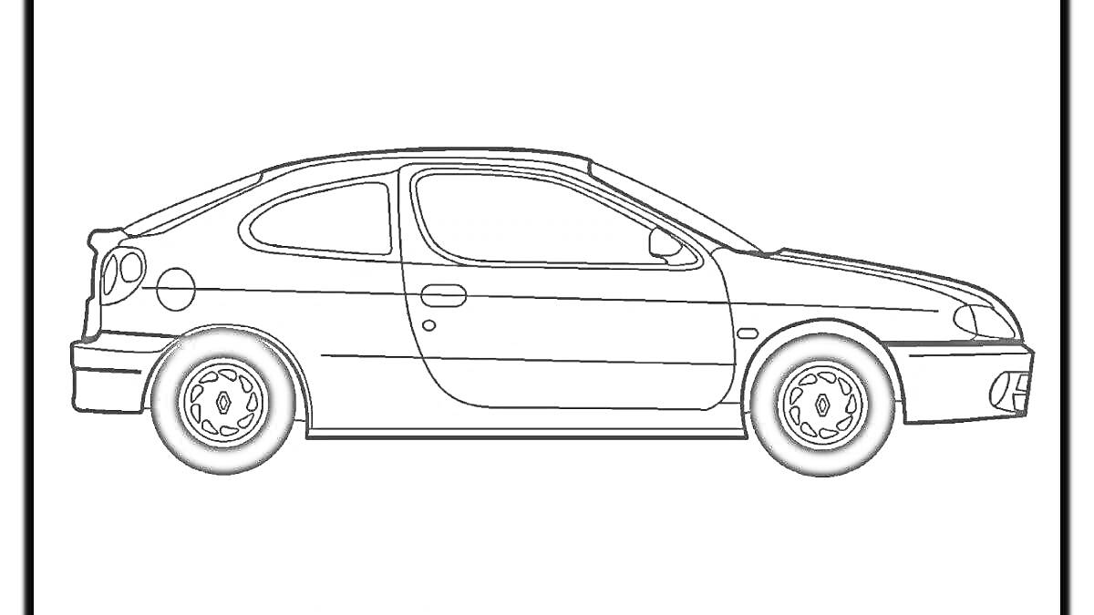 Раскраска Схематическое изображение боковой проекции автомобиля Renault Megane