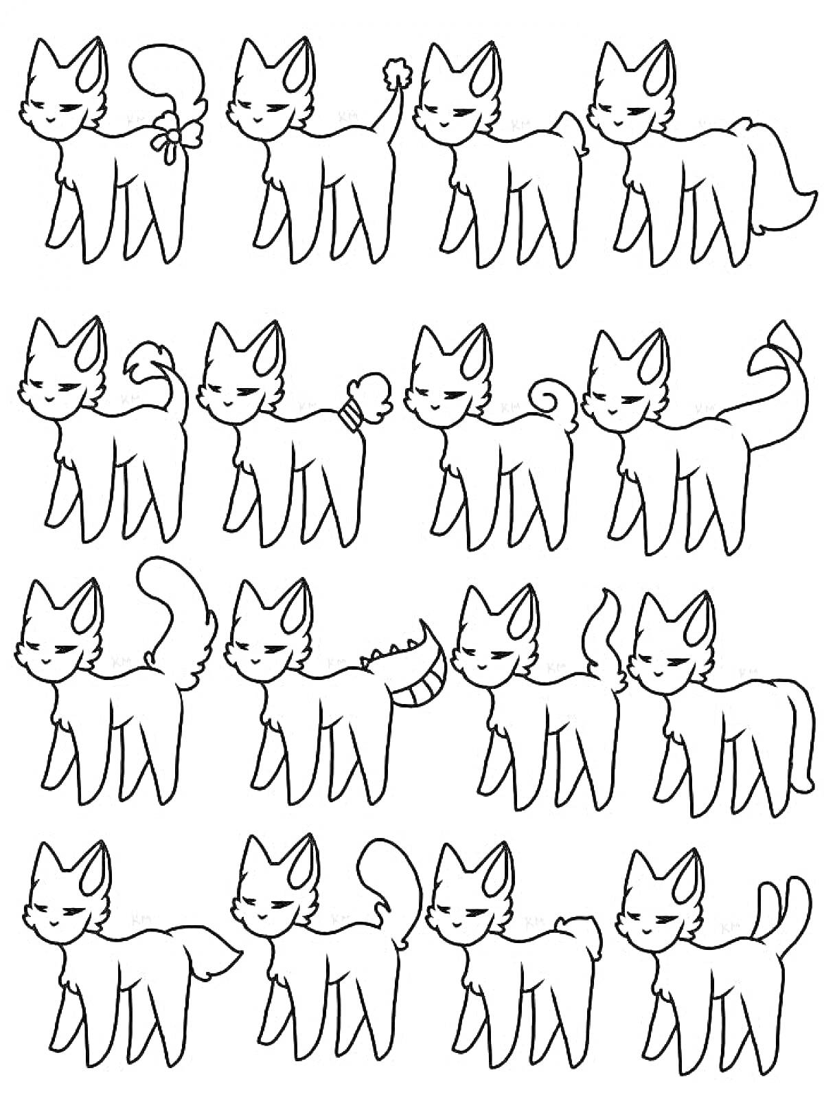 Коллекция кошек с различными хвостами