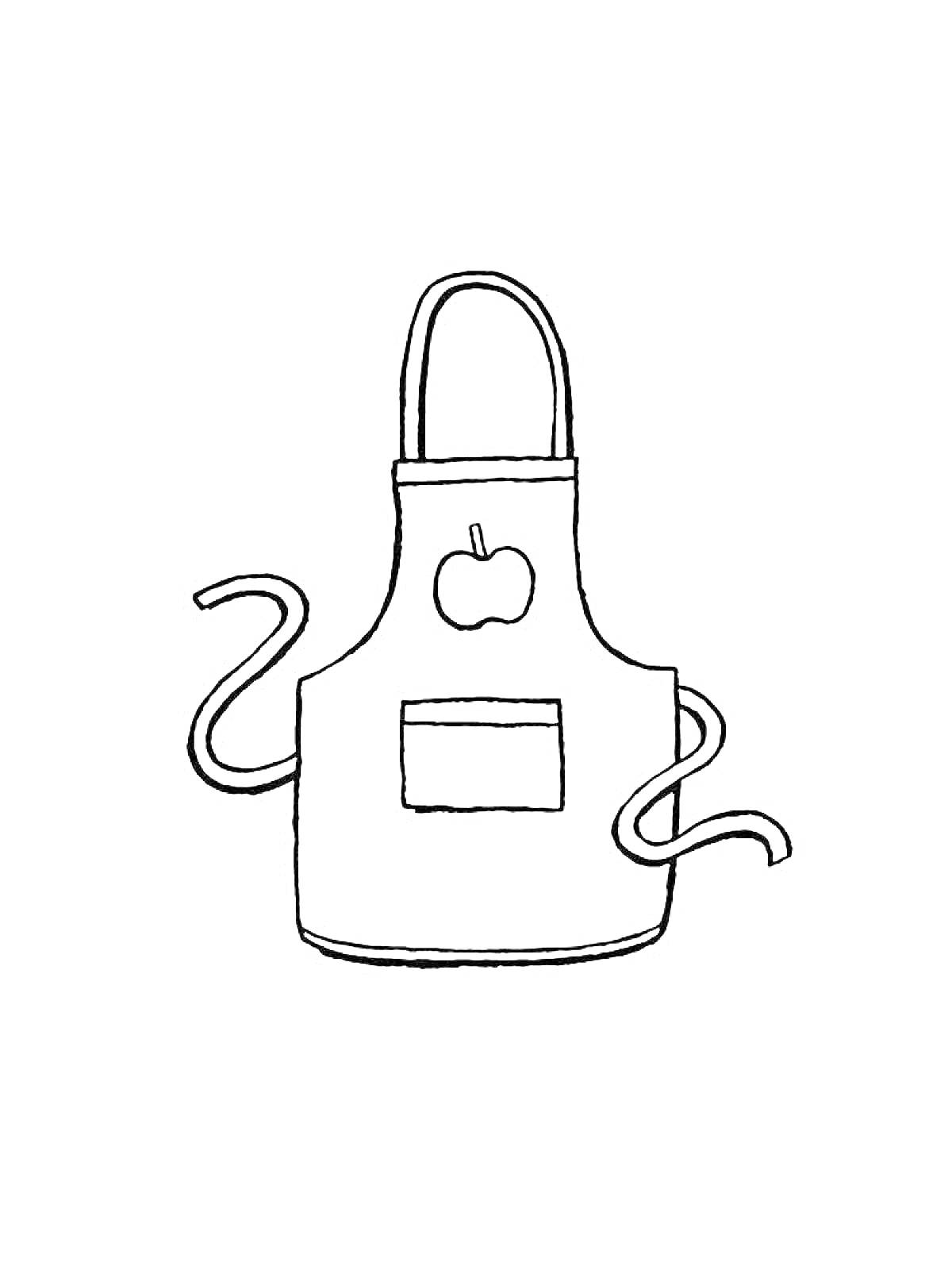 Раскраска Фартук с карманом и яблоком