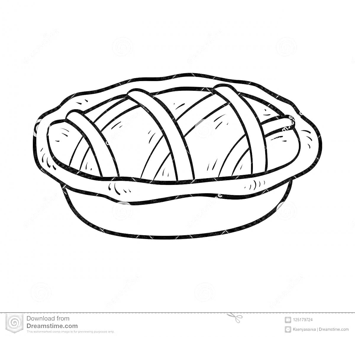 Раскраска Пирожок на блюде с сетчатой корочкой