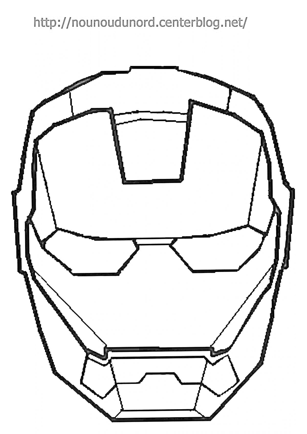 Раскраска маска железного человека с контурными линиями