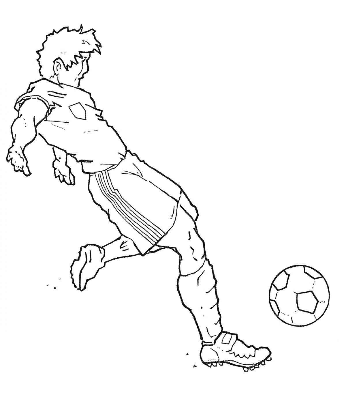 На раскраске изображено: Футболист, Футбол, Спорт, Форма, Бутсы