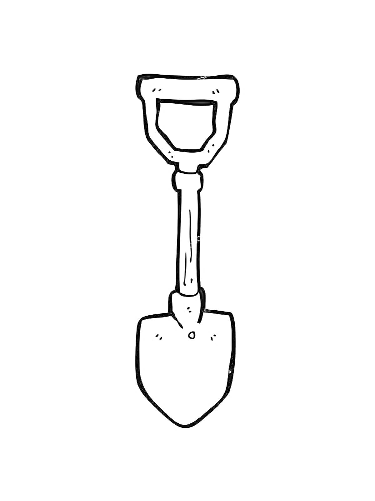 На раскраске изображено: Лопата, Инструмент, Садоводство, Ручка, Лезвие