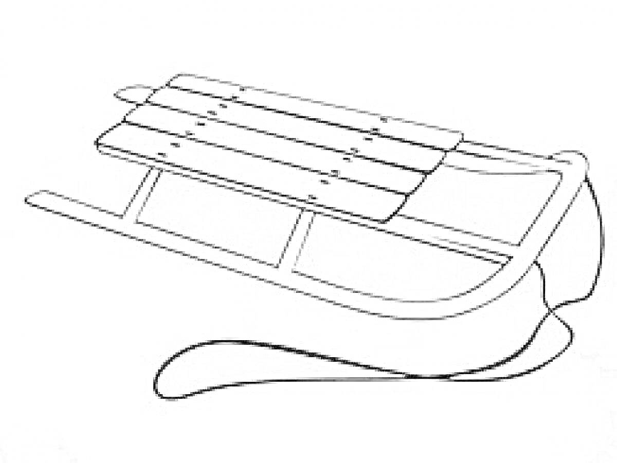 На раскраске изображено: Зима, Деревянные, Металлические полозья, Зимний спорт, Снег, Развлечения
