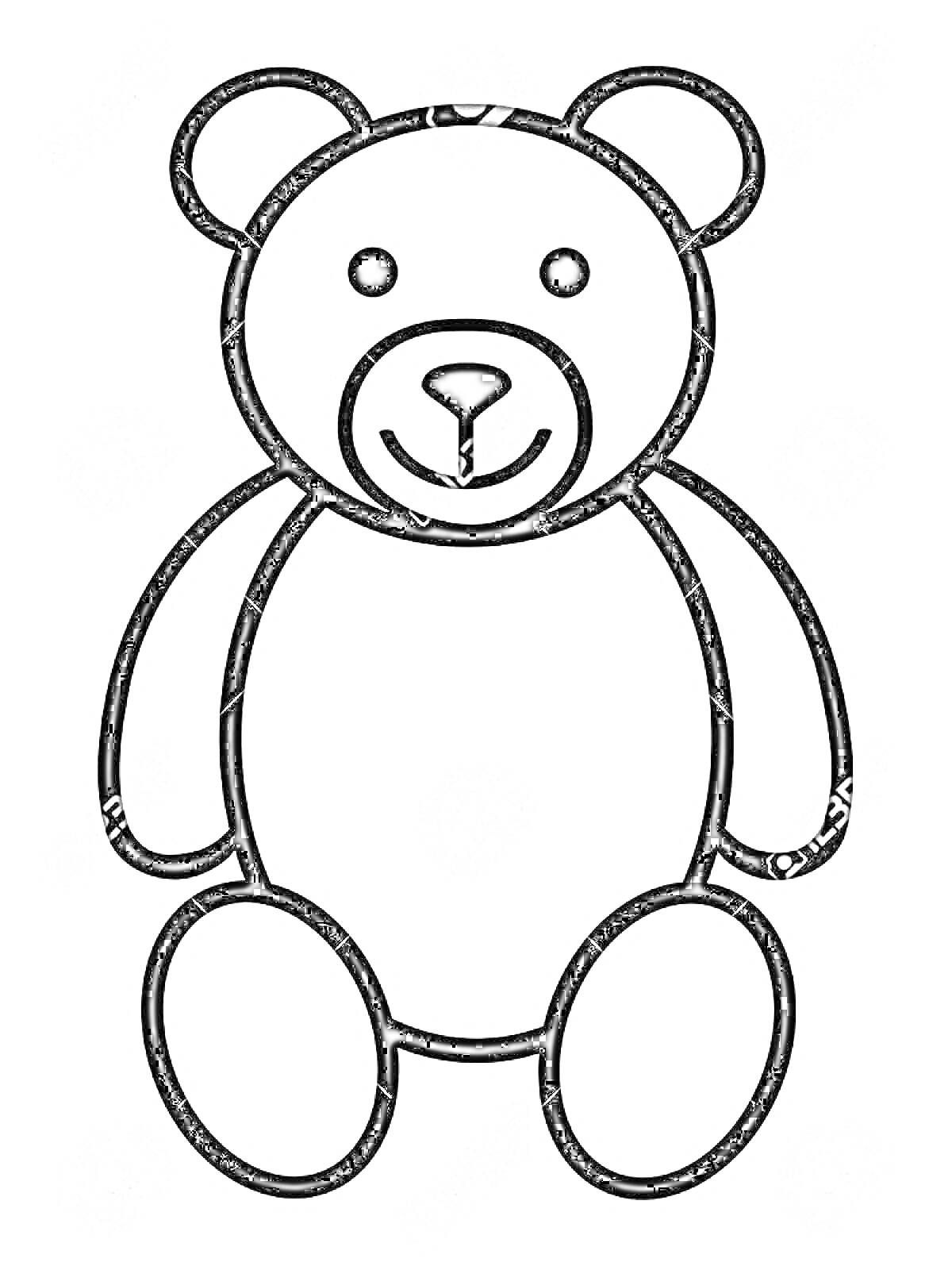 На раскраске изображено: Для детей, Плюшевый медведь