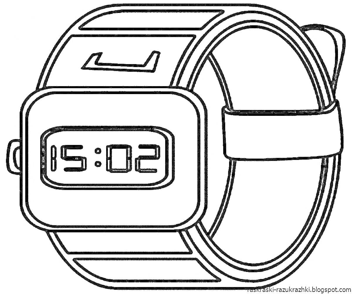 На раскраске изображено: Часы, Наручные часы, Электронные часы, Батарейка, Ребенок, Время