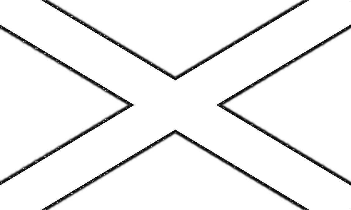 Раскраска черно-белый флаг с андреевским крестом