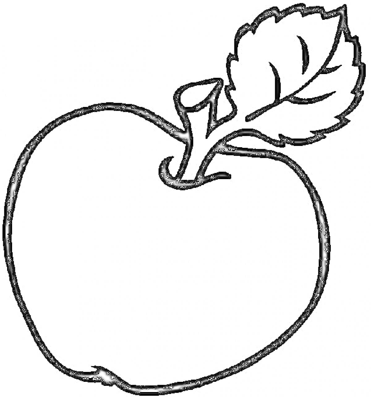 На раскраске изображено: Яблоко, Листья, Фрукты, Контурные рисунки, Ювелирные изделия