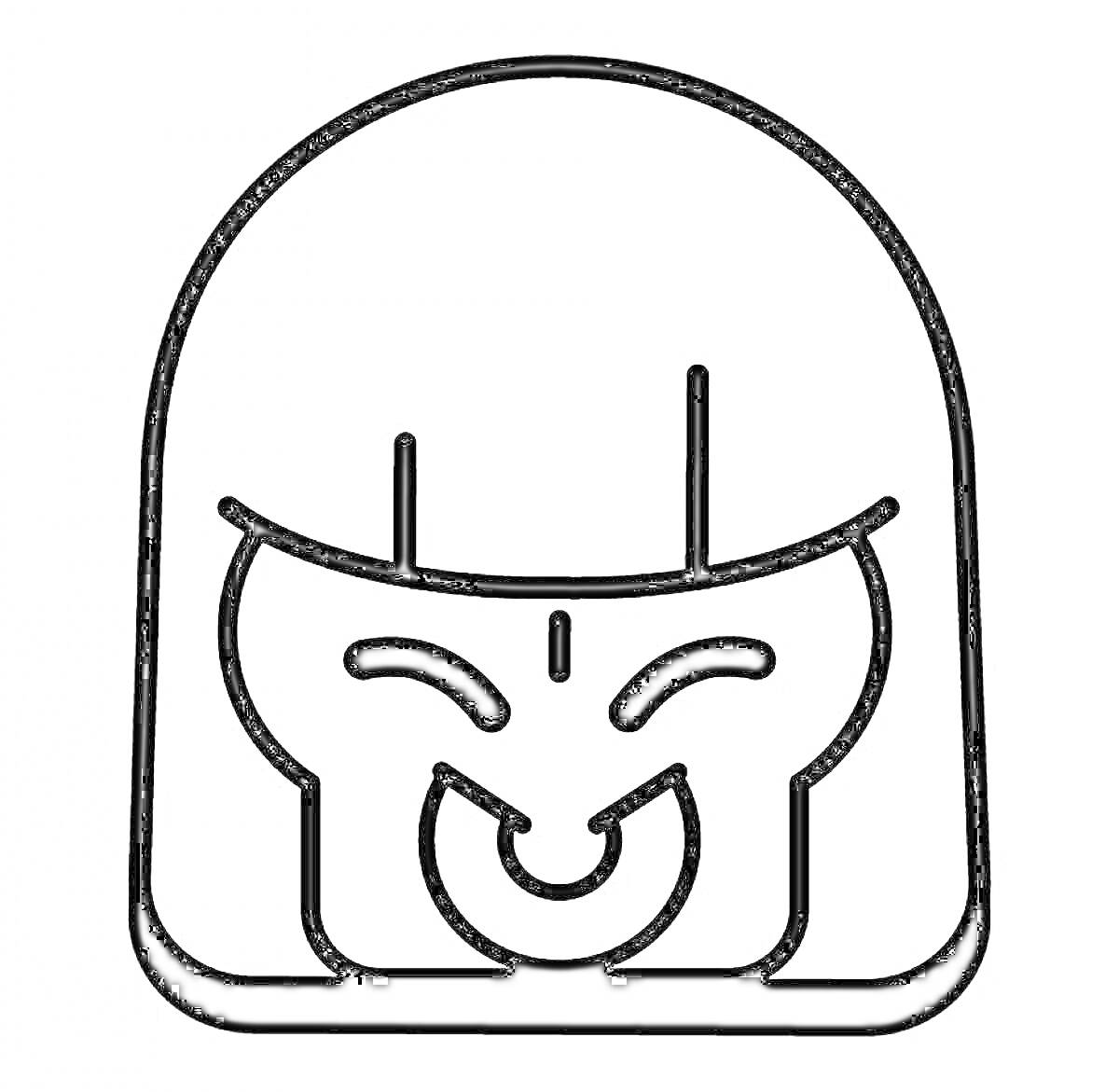Раскраска значок улыбающегося персонажа с длинной челкой и пирсингом в носу