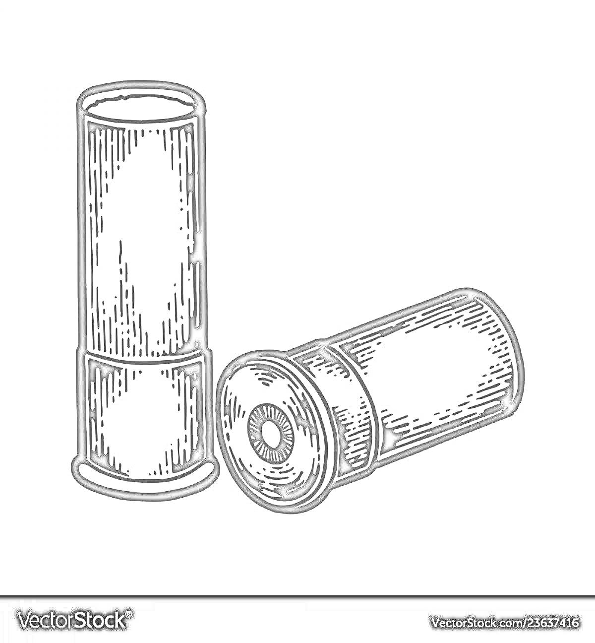 Раскраска Две гильзы для дробовика