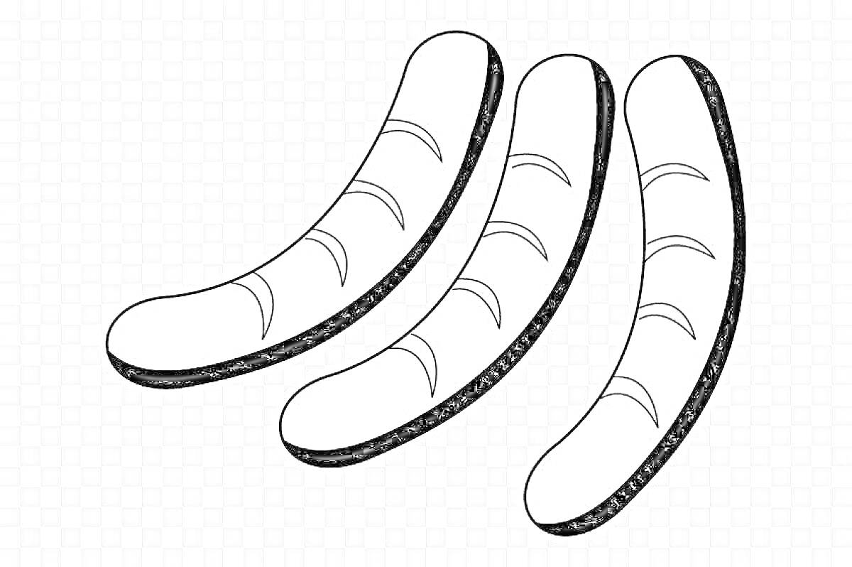 Раскраска Три сосиски с надрезами