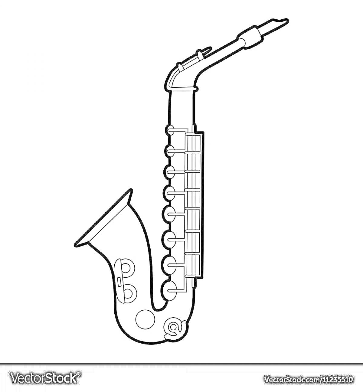 Раскраска Контурное изображение саксофона