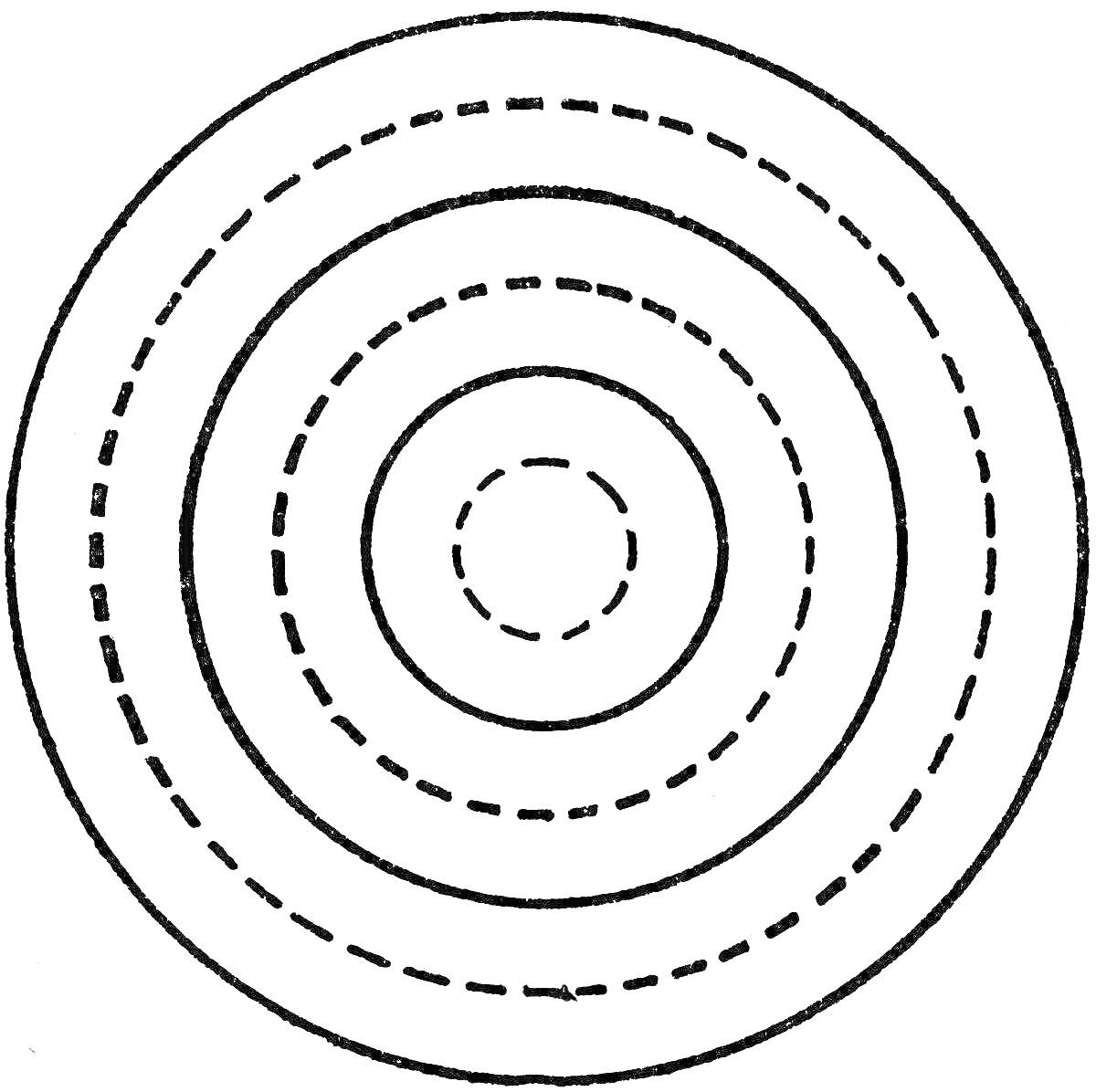 круг с концентрическими кругами, включая пунктирные линии