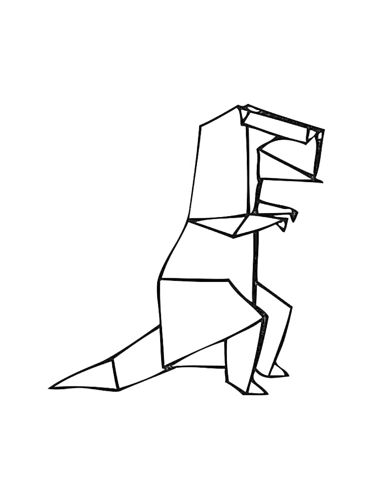 На раскраске изображено: Оригами, Динозавр, Фигуры, Искусство, Бумага, Геометрические формы