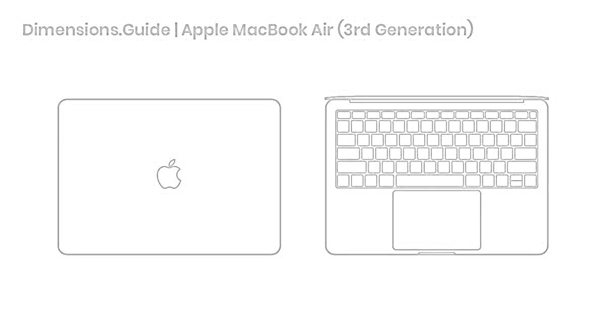 Apple MacBook Air (3rd Generation), вид сверху с закрытым экраном и вид сверху с открытым экраном