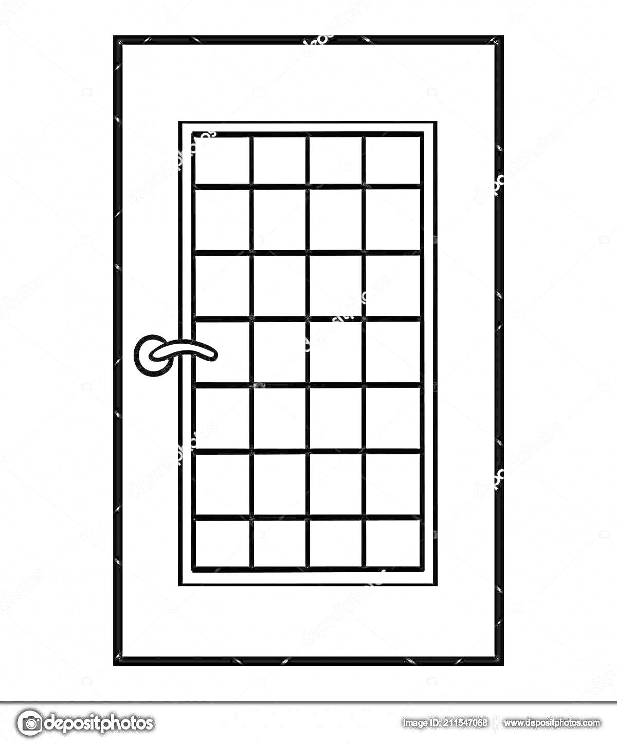 На раскраске изображено: Дверь, Ручка, Для детей, Линии