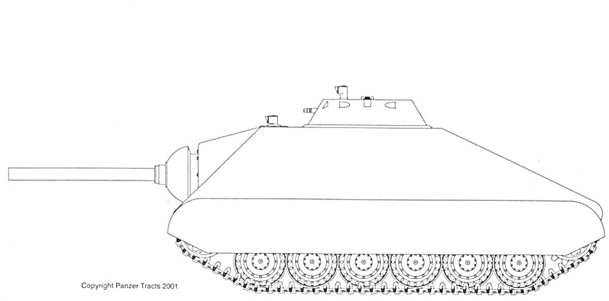Силуэт немецкого танка Маус крупным планом, профиль