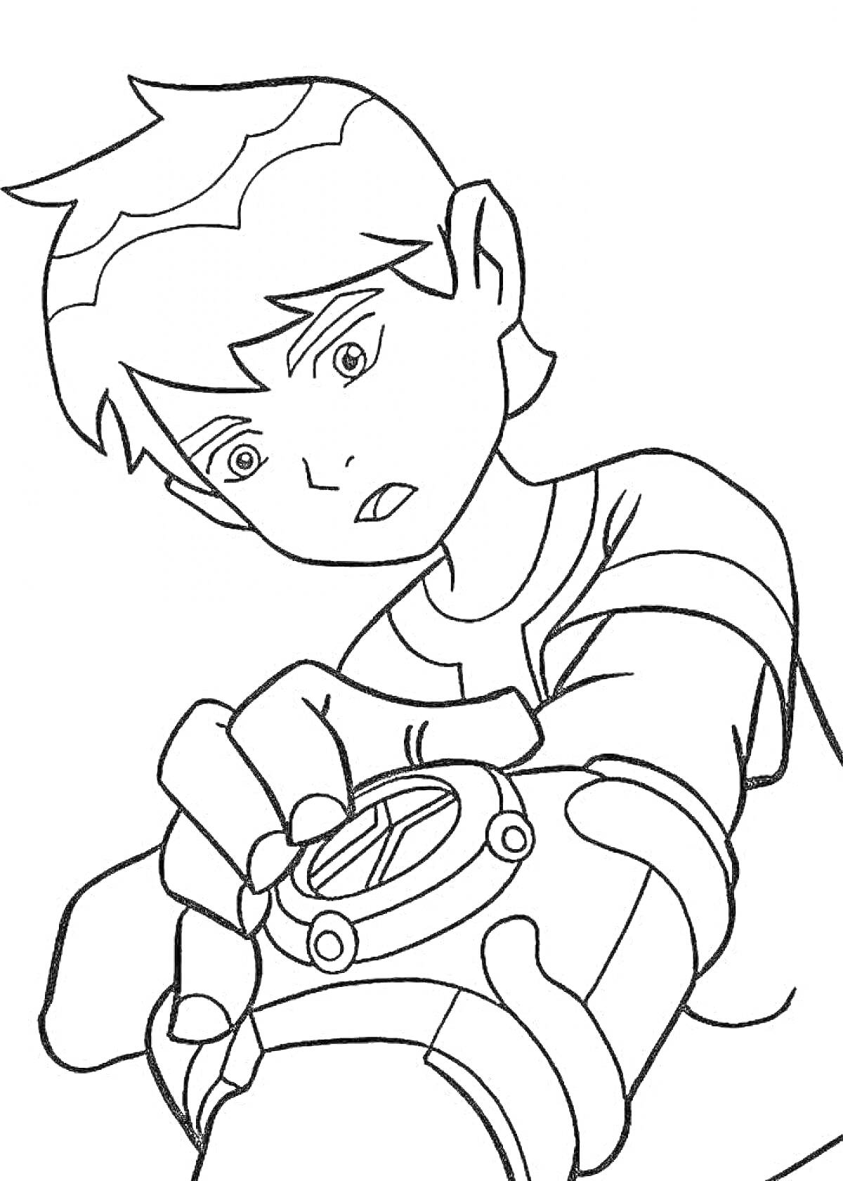 Раскраска мальчик с часами на руке