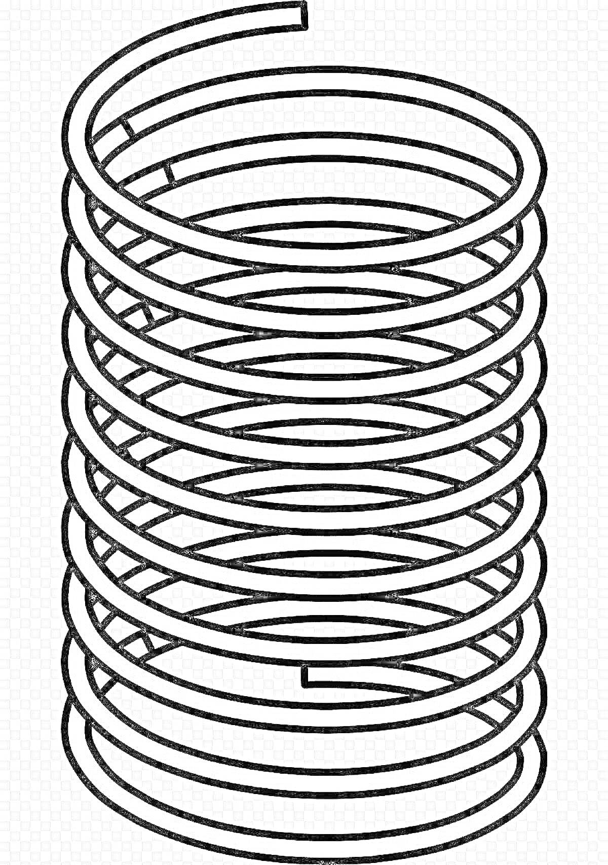 Раскраска Пружина с витками в раскраске