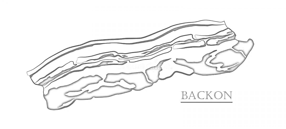 На раскраске изображено: Бекон, Еда, Мясо