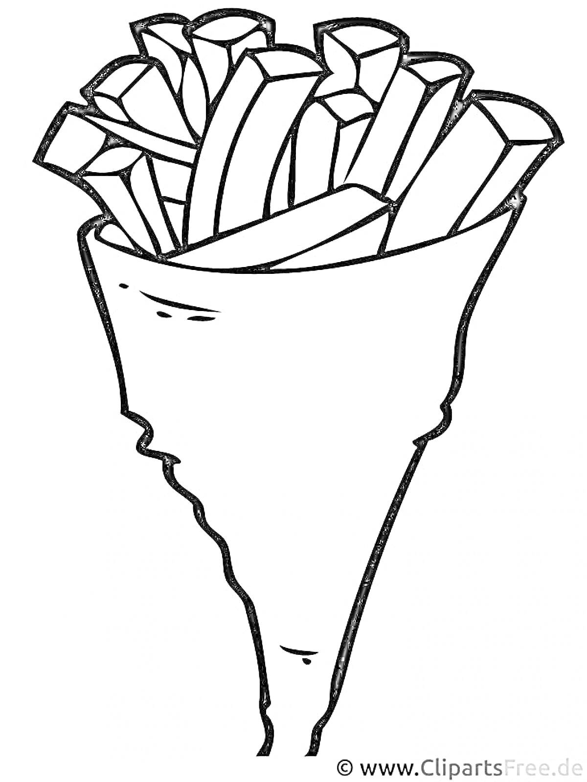 Раскраска Картофельные чипсы в бумажном конусе