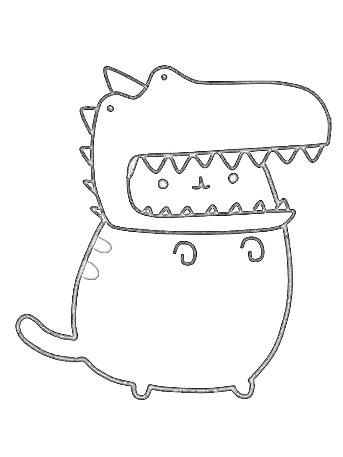 Раскраска Кот Пушин в костюме динозавра