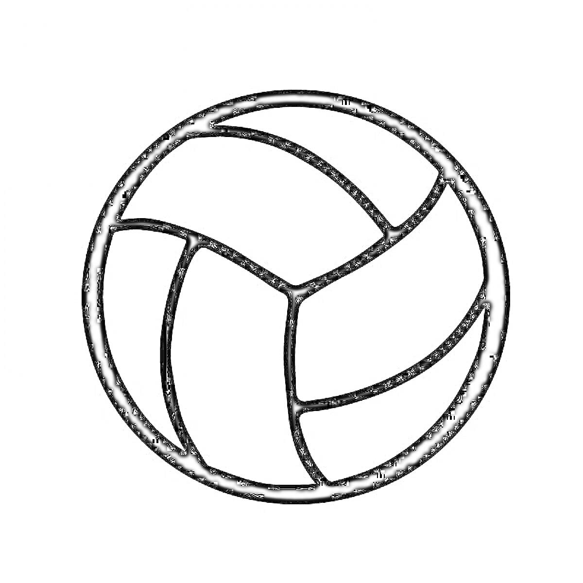 Раскраска Волейбольный мяч с пересекающимися линиями