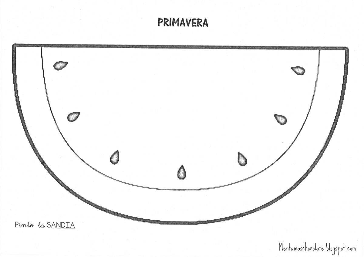 Раскраска Долька арбуза с семечками