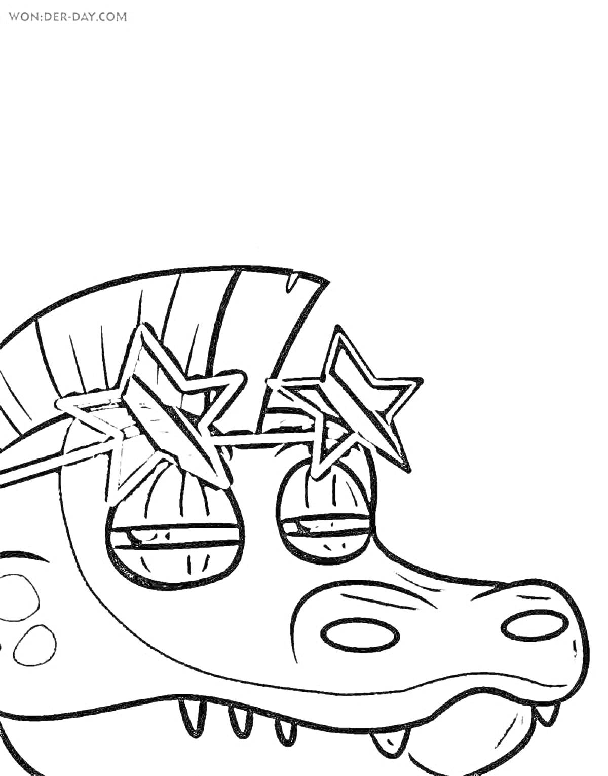 Раскраска Крокодил Монти с ирокезом и звездами на глазах