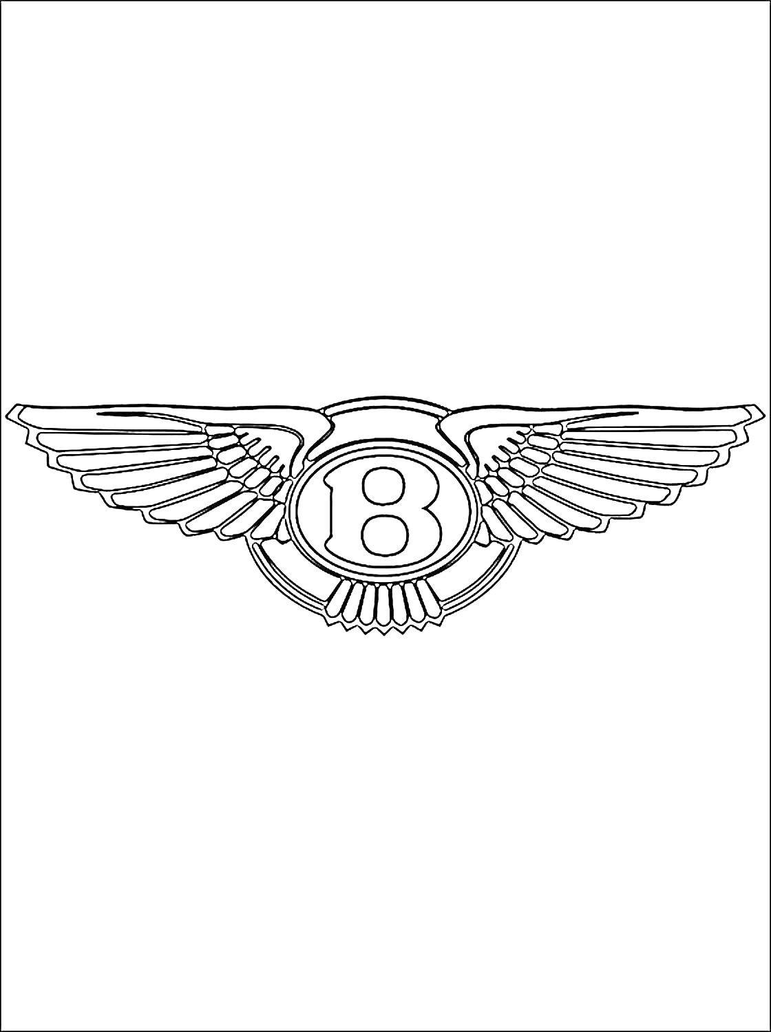 На раскраске изображено: Крылья, Буква b, Бренд, Транспорт, Авто, Контурные рисунки, Логотипы