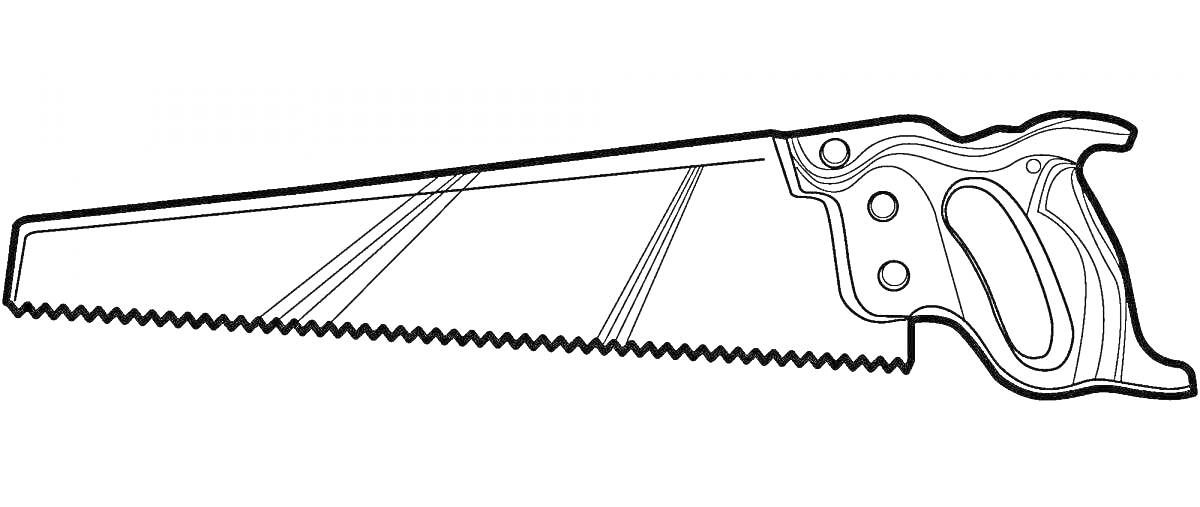Раскраска Рукоятная ручная пила с зубчатым лезвием