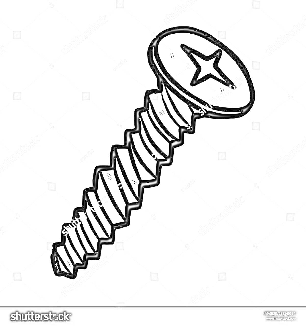 Раскраска Рисунок шурупа с крестообразным шлицем