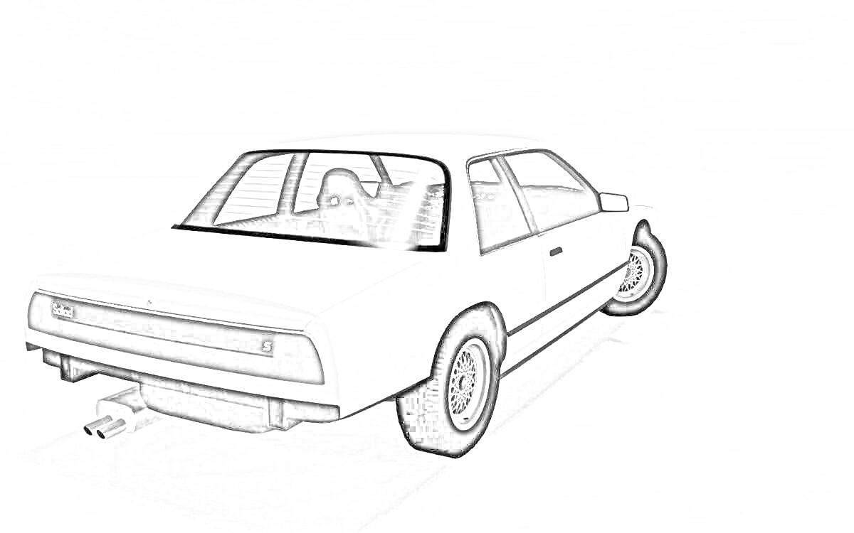 Раскраска Белая машина в игре BeamNG.drive, вид сзади