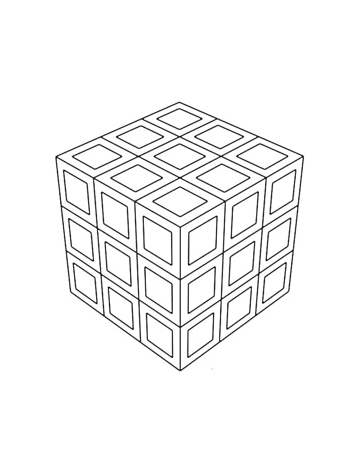 На раскраске изображено: Кубик рубика, Геометрия, Головоломка, Прямоугольники, Квадраты, Линии, Игрушки, Контурные рисунки