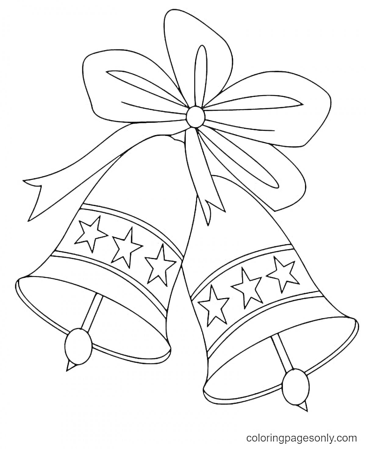 На раскраске изображено: Бант, Звезды, Для детей, Новогодние украшения