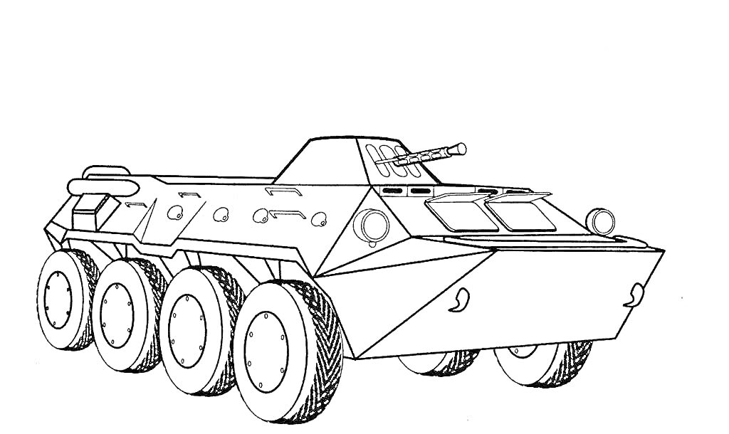 БТР восьмиколёсный с пушкой, башней и люками
