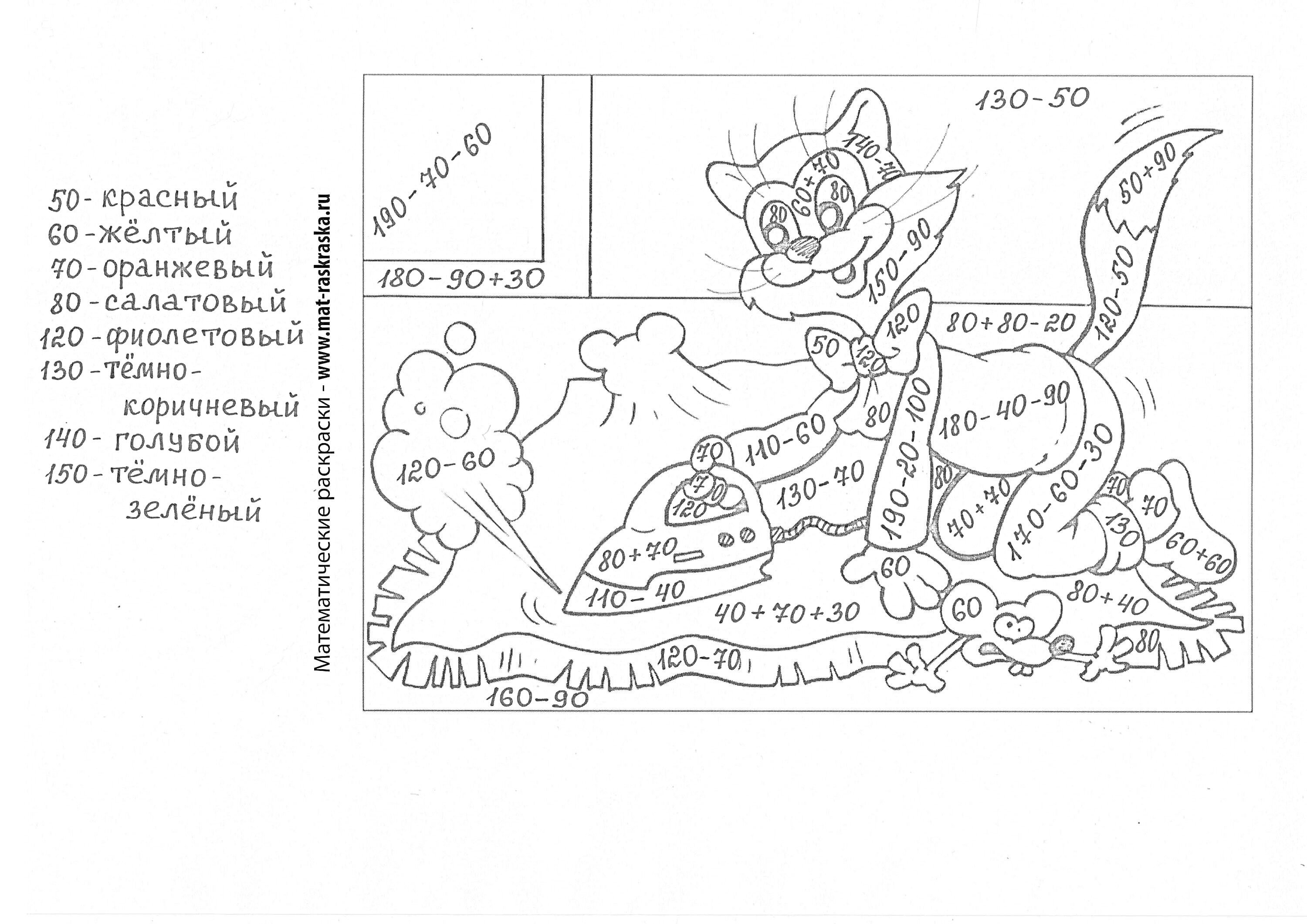 На раскраске изображено: Математика, Цветы, Уравнения, 5 класс, Обучение