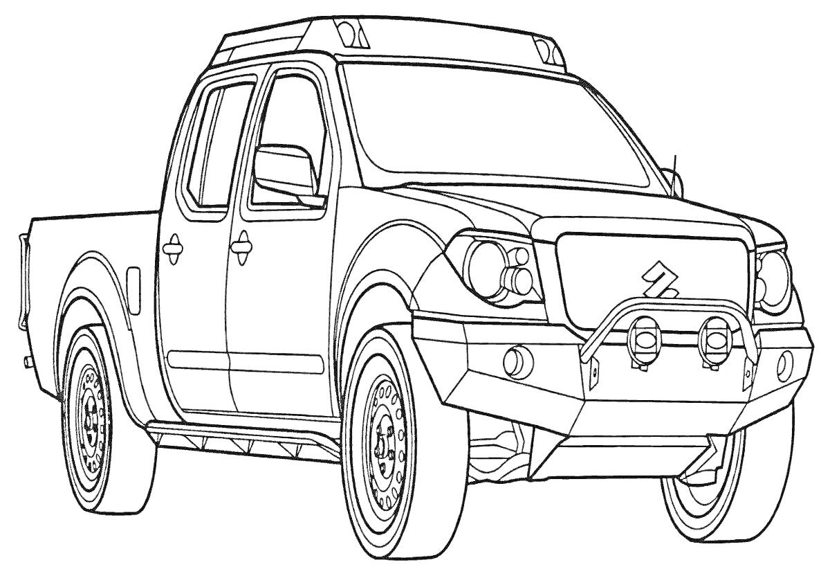 Раскраска Полицейский внедорожник с рейлингами и дополнительными фарами