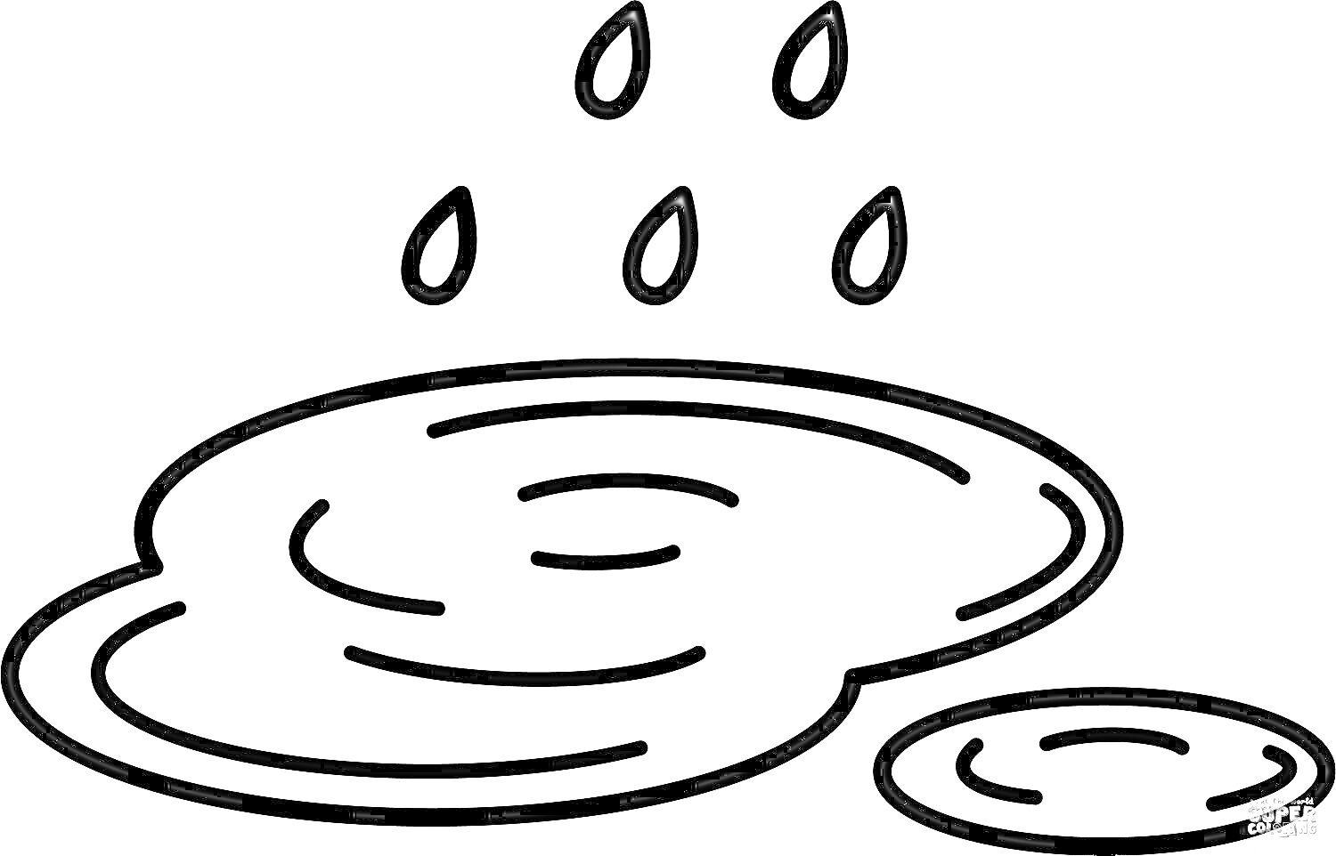 Раскраска Лужа с каплями дождя