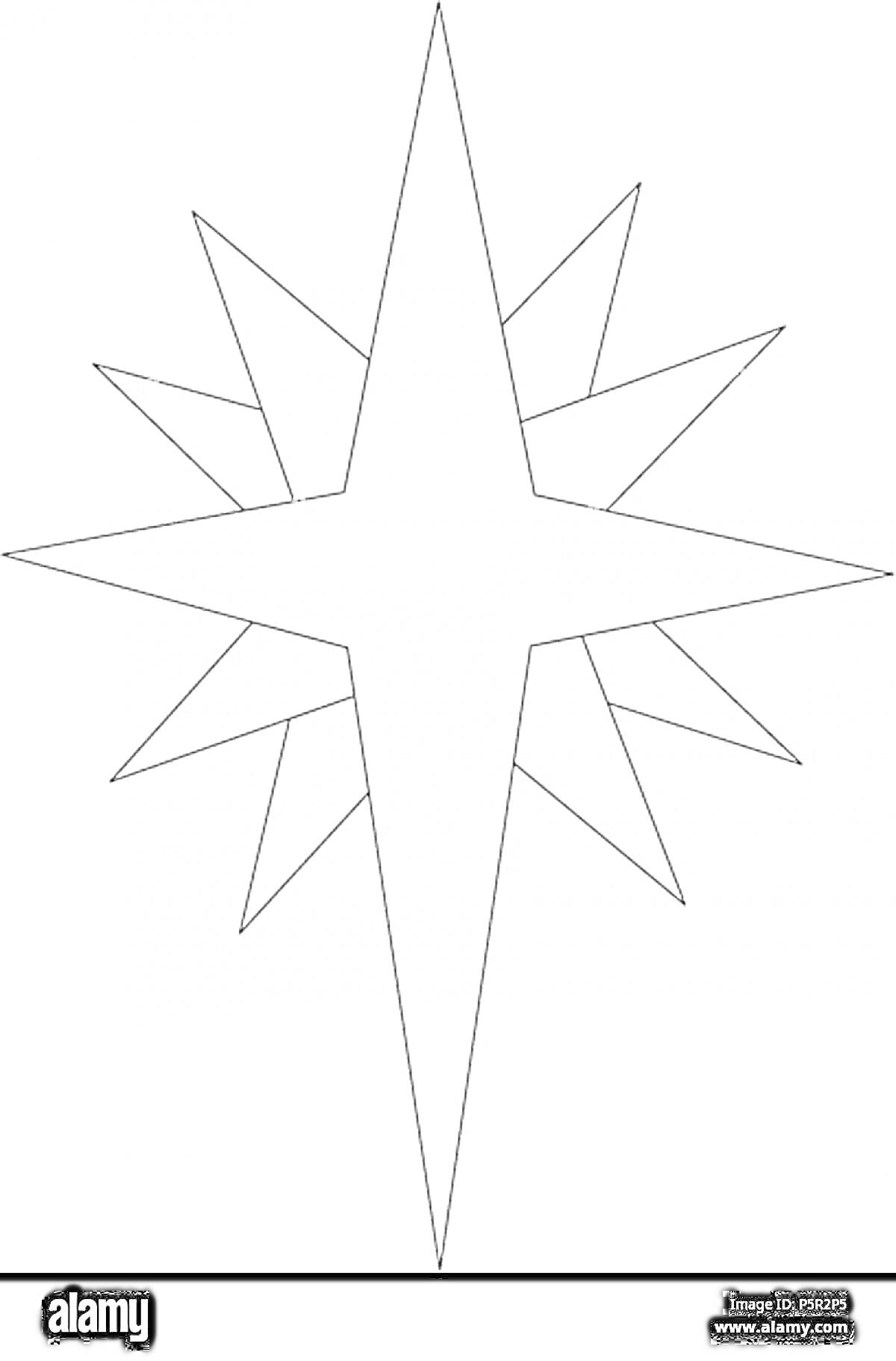 На раскраске изображено: Вифлеемская звезда, Восемь лучей, Рождество, Религия, Христианство