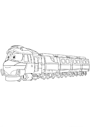 Раскраска Поезд-робот с лицом и вагонами