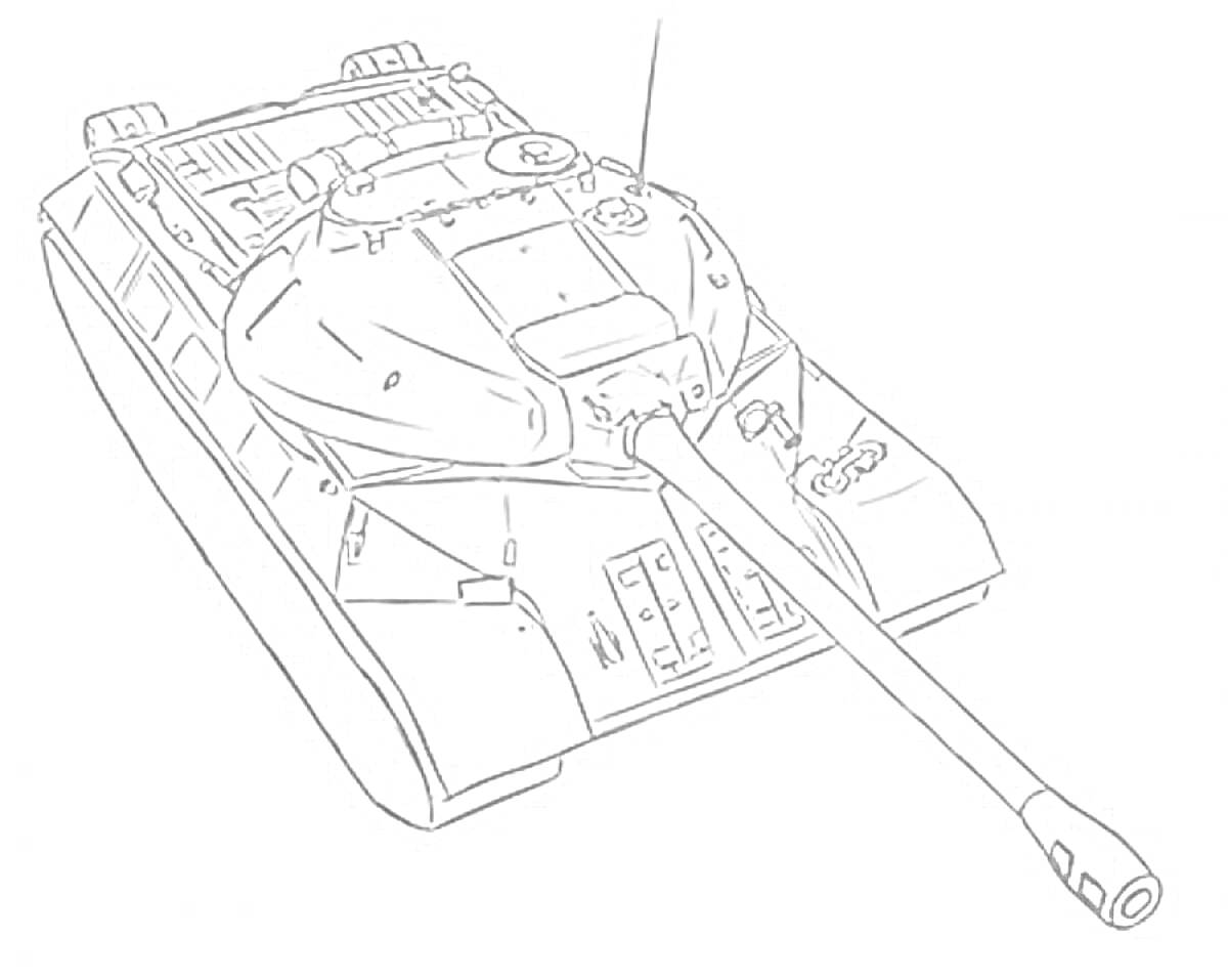 Раскраска эскиз танка с пушкой